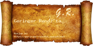 Geringer Renáta névjegykártya